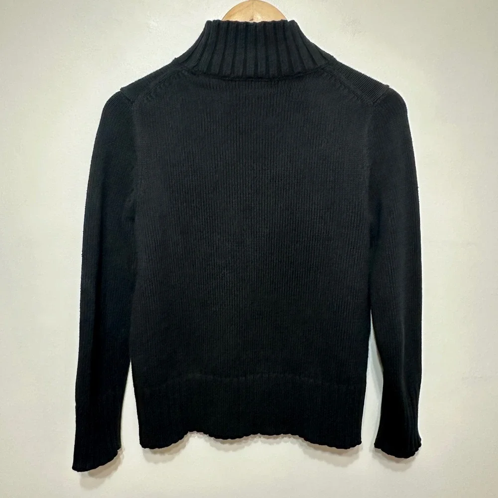 J. Crew Cotton Mock Neck Ribbed Sweater Womens XS Black Pullover Academia Preppy